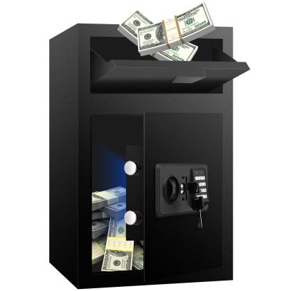 RETLLAS 2.3 Cu Ft Extra Large Safe Home Fire-resistant Safe for Home Office Hotel, Black, 13.6"W x 11.8"D x 23.6"H