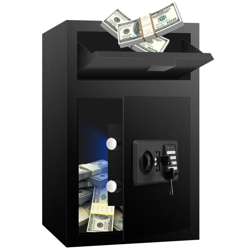 RETLLAS 2.3 Cu Ft Extra Large Safe Home Fire-resistant Safe for Home Office Hotel, Black, 13.6"W x 11.8"D x 23.6"H