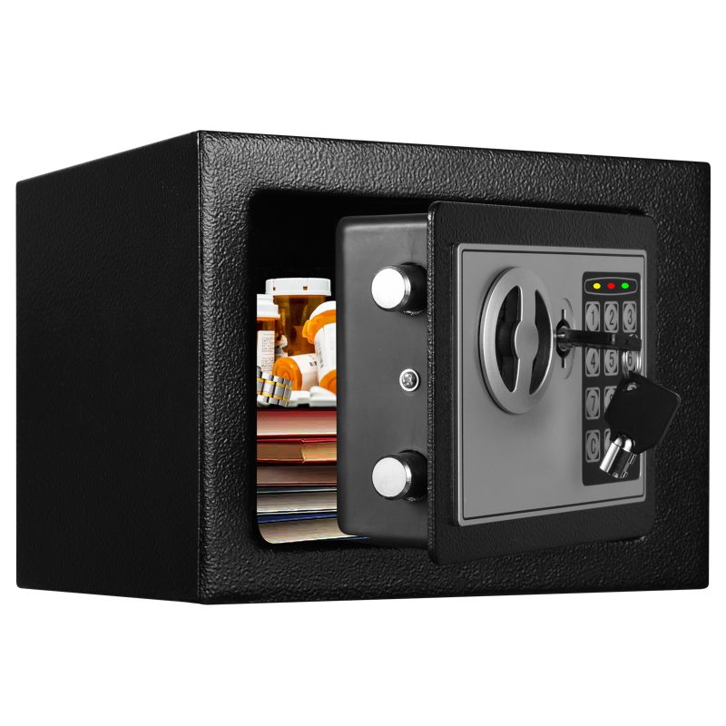 RETLLAS 0.25 Cu Ft Safe Box: Silent Keypad, Enhanced Security, Password Error Alert | Fire/Water Resistant for Home/Office | Hidden Design, Black - Image 2
