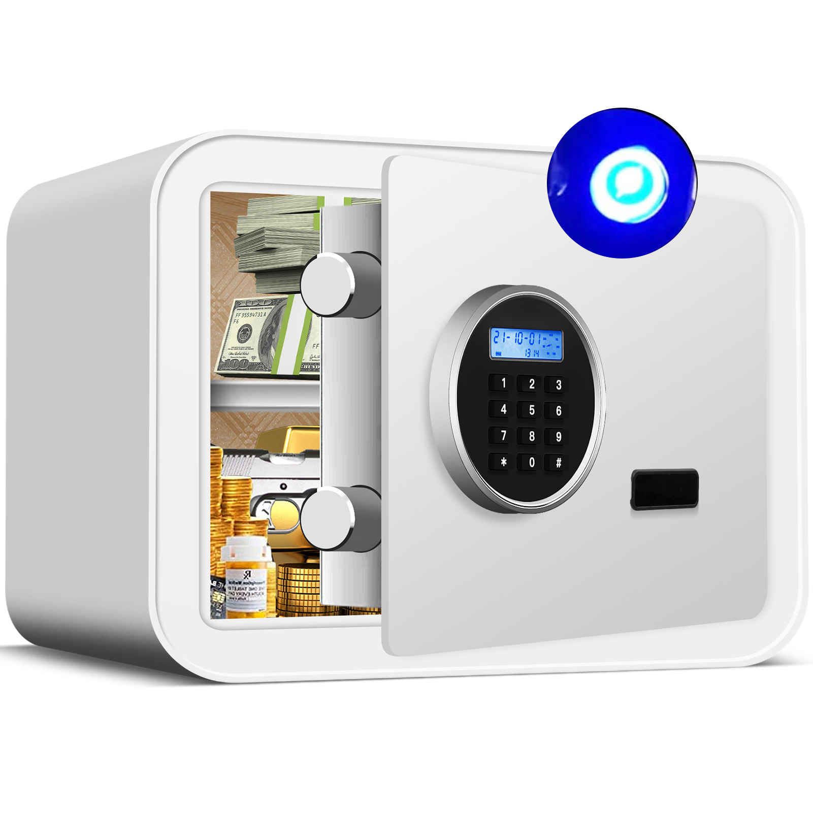 Gun Safe,Mounted Biometric Nightstand Handgun Safe with Quick Access Sliding Door