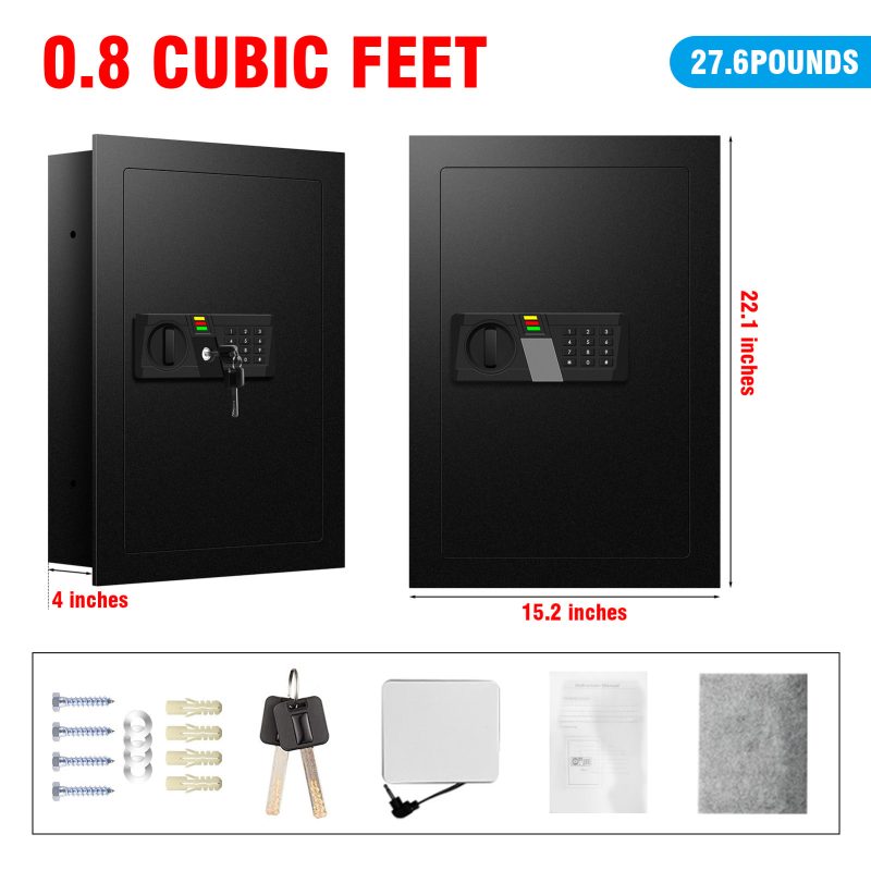 RETLLAS 0.8 Cubic Safe Home Fire-resistant Safe for Home Office Hotel, Black, 15.2"W x 4"D x 22.1"H - Image 6