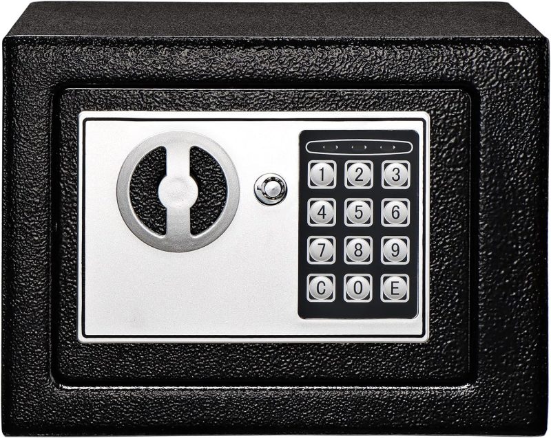 RETLLAS 0.25 Cu Ft Safe Box: Silent Keypad, Enhanced Security, Password Error Alert | Fire/Water Resistant for Home/Office | Hidden Design, Black - Image 10