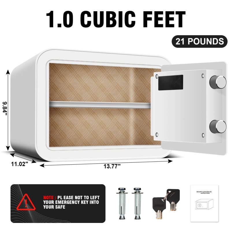 RETLLAS 1.0 Cubic Feet Small Safe Box with Key, Motion Sensor Lights, Customizable Storage, Wall Mountable - Secure Mini Safe for Home & Office - Image 7