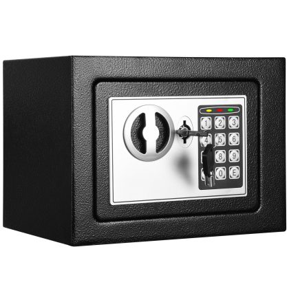 RETLLAS 0.25 Cu Ft Safe Box: Silent Keypad, Enhanced Security, Password Error Alert | Fire/Water Resistant for Home/Office | Hidden Design, Black