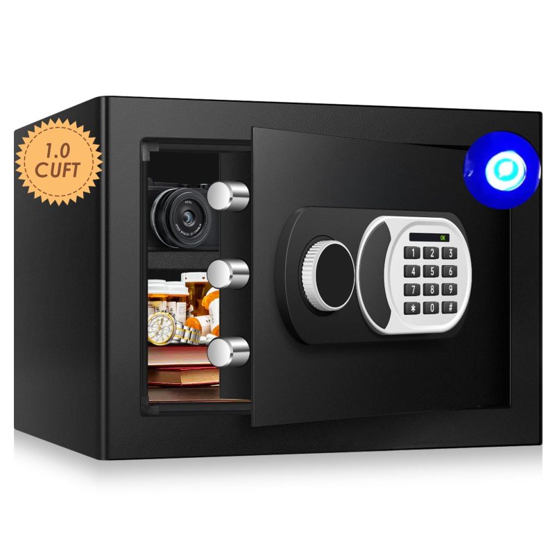 RETLLAS 1.0 Cu Ft Safe Home Fire-resistant Safe for Home Office Hotel, Black, 13.8"W x 11.8"D x 9.8"H - Image 2