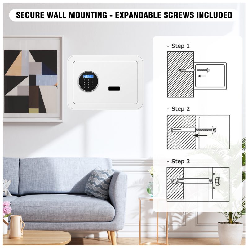 RETLLAS 1.0 Cubic Feet Small Safe Box with Key, Motion Sensor Lights, Customizable Storage, Wall Mountable - Secure Mini Safe for Home & Office - Image 6