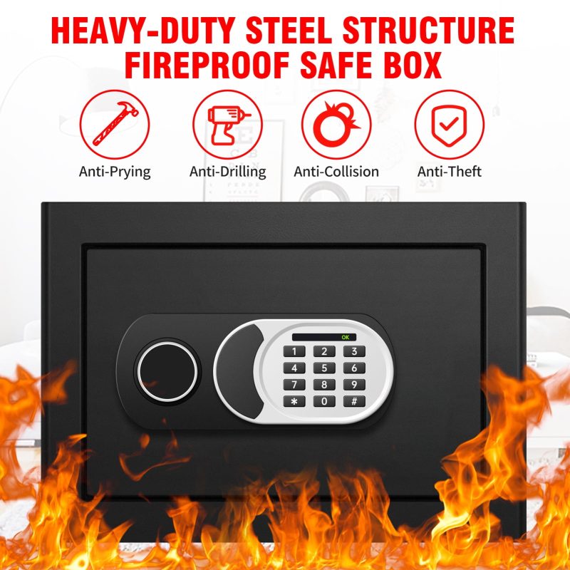 RETLLAS 1.0 Cu Ft Safe Home Fire-resistant Safe for Home Office Hotel, Black, 13.8"W x 11.8"D x 9.8"H - Image 11