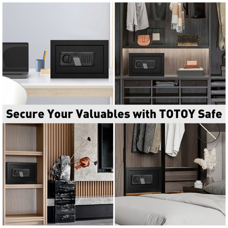 RETLLAS 0.5 Cubic Feet Money Safe Box for Home, Fireproof Security Safe Box for Money Safe with Keys & Pass Code, Lock Box Fireproof Safe with Digital Keypad, Matte Black - Image 7