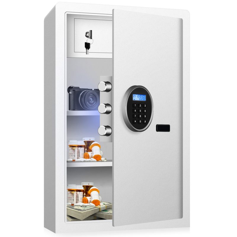 RETLLAS 2.0 Cubic Large Safe Home Fire-resistant Safe for Home Office Hotel, White, 16.5"W x 7.9"D x 25.6"H - Image 2