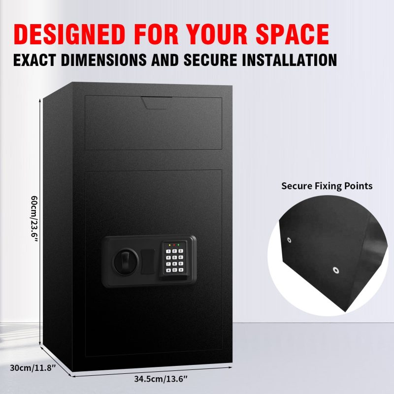 RETLLAS 2.3 Cu Ft Extra Large Safe Home Fire-resistant Safe for Home Office Hotel, Black, 13.6"W x 11.8"D x 23.6"H - Image 6