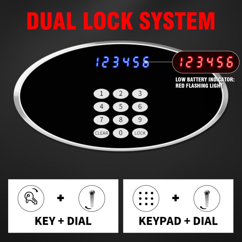 RETLLAS 2.7 Cubic Feet Large Safe Digital Electronic Security Keypad Safes with Safe Box for Home Office Travel Business, Black, 15"W x 13"D x 23.6"H - Image 5