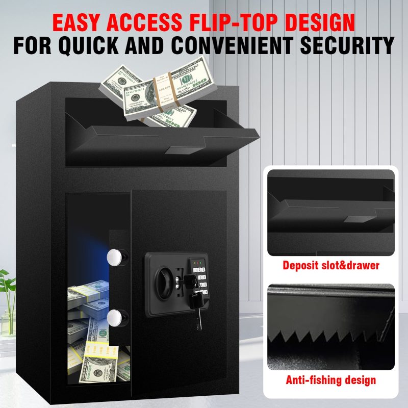 RETLLAS 2.3 Cu Ft Extra Large Safe Home Fire-resistant Safe for Home Office Hotel, Black, 13.6"W x 11.8"D x 23.6"H - Image 2