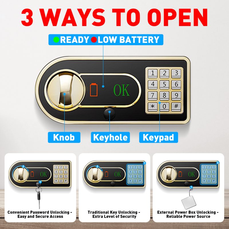 RETLLAS 1.3 Cu.ft. Fireproof Safe: Secure Drop Box, Key & Digital Keypad Lock, Wall Mountable for Home Security & Key Organization - Image 8