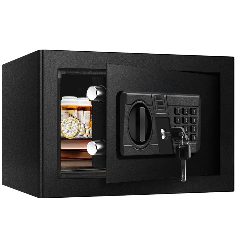 RETLLAS 0.5 Cubic Feet Money Safe Box for Home, Fireproof Security Safe Box for Money Safe with Keys & Pass Code, Lock Box Fireproof Safe with Digital Keypad, Matte Black - Image 2