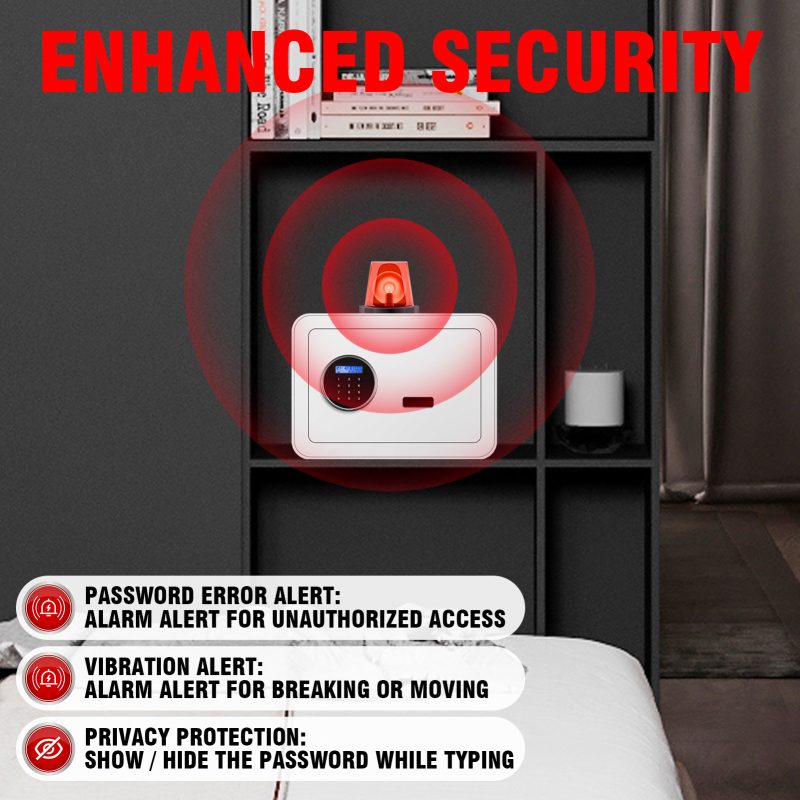 RETLLAS 1.0 Cubic Feet Small Safe Box with Key, Motion Sensor Lights, Customizable Storage, Wall Mountable - Secure Mini Safe for Home & Office - Image 9