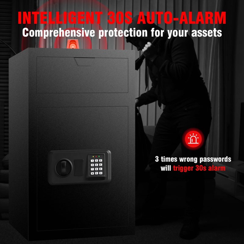 RETLLAS 2.3 Cu Ft Extra Large Safe Home Fire-resistant Safe for Home Office Hotel, Black, 13.6"W x 11.8"D x 23.6"H - Image 5