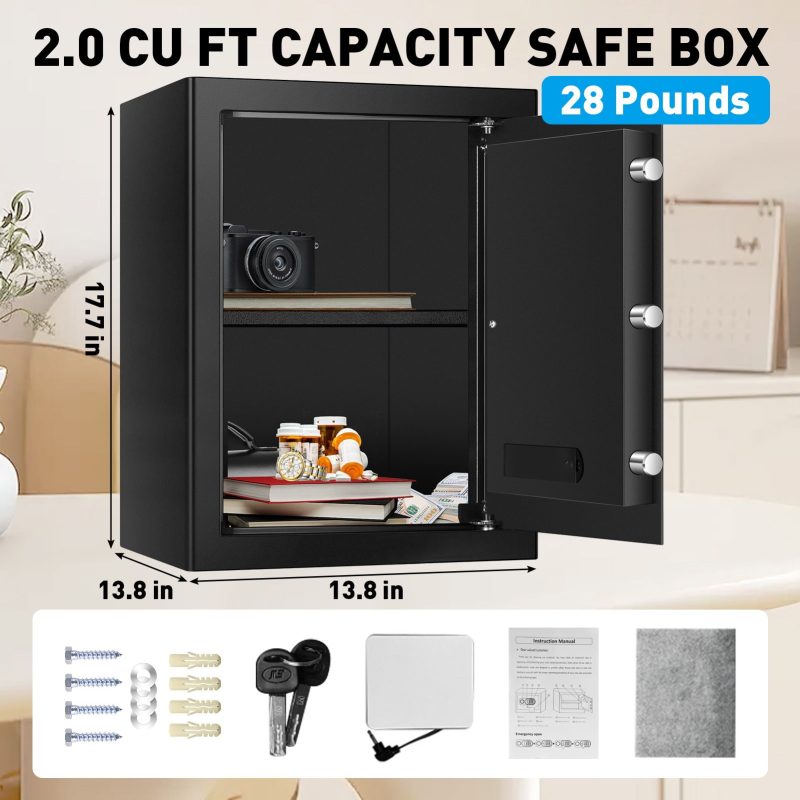RETLLAS 2.0 Cubic Feet Fireproof Large Safe - Ultimate Security Solution with Keys & Digital Keypad Lock for Home, Office, - Image 6