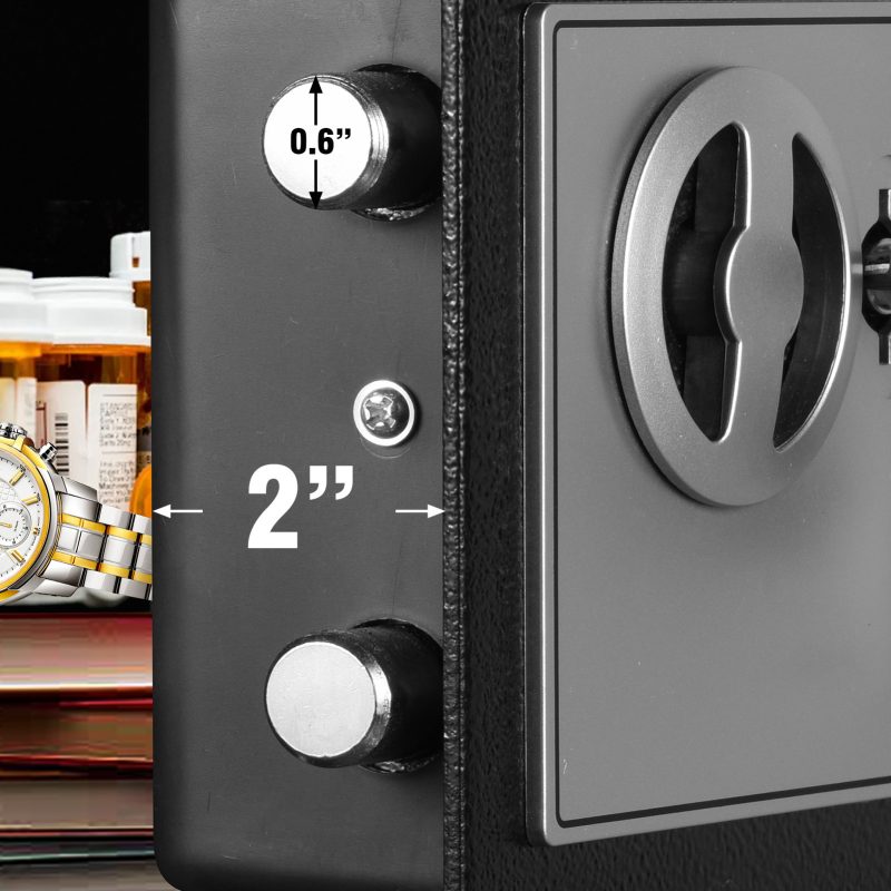 RETLLAS 0.25 Cu Ft Safe Box: Silent Keypad, Enhanced Security, Password Error Alert | Fire/Water Resistant for Home/Office | Hidden Design, Black - Image 5