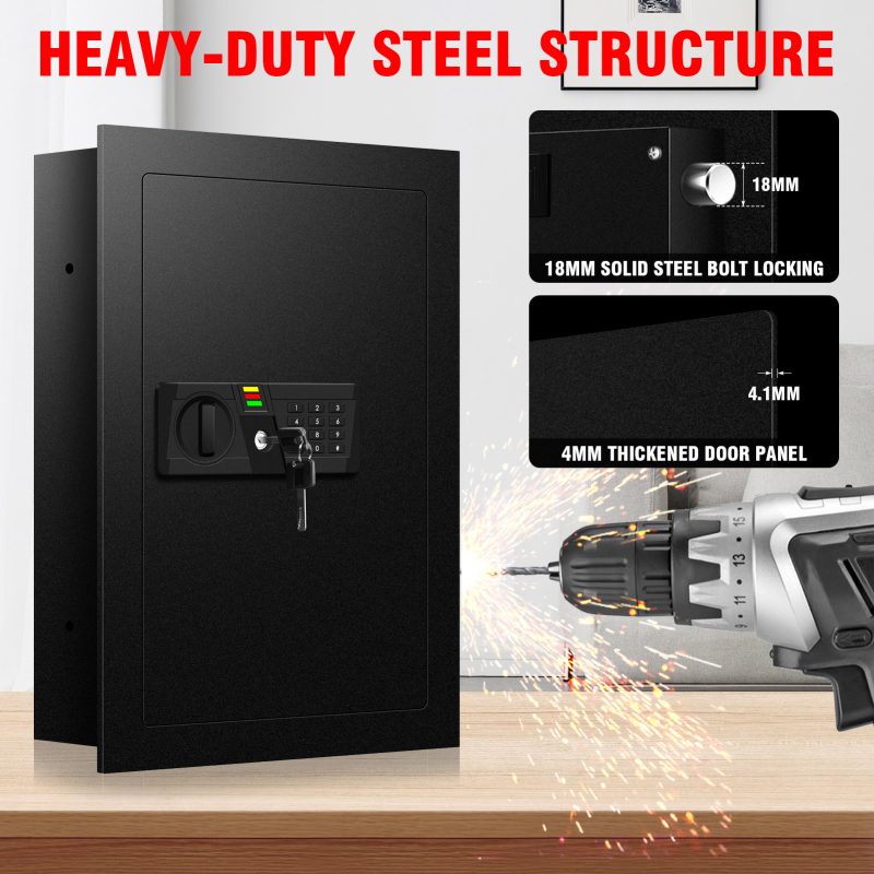 RETLLAS 0.8 Cubic Safe Home Fire-resistant Safe for Home Office Hotel, Black, 15.2"W x 4"D x 22.1"H - Image 3