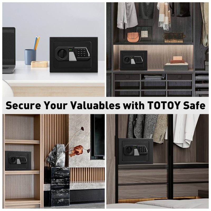 RETLLAS 0.3 Cu Ft Safe Home Fire-resistant Safe for Home Office Hotel, Black, 9.1"W x 7.9"D x 6.7"H - Image 7