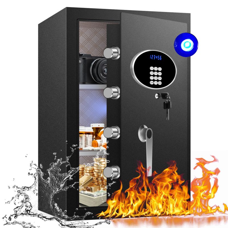 RETLLAS 2.7 Cubic Feet Large Safe Digital Electronic Security Keypad Safes with Safe Box for Home Office Travel Business, Black, 15"W x 13"D x 23.6"H - Image 2