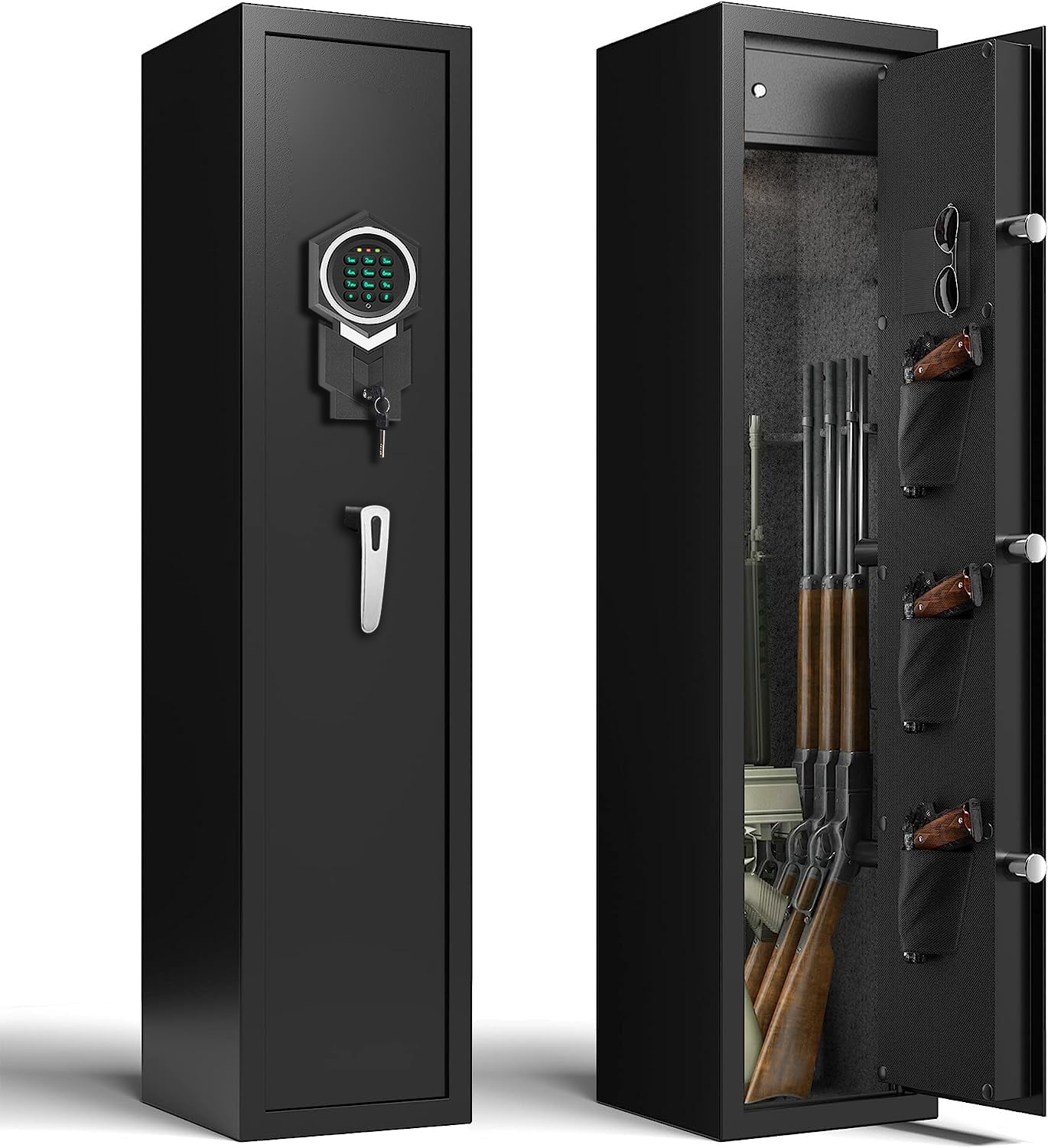 Gun Safe,Mounted Biometric Nightstand Handgun Safe with Quick Access Sliding Door