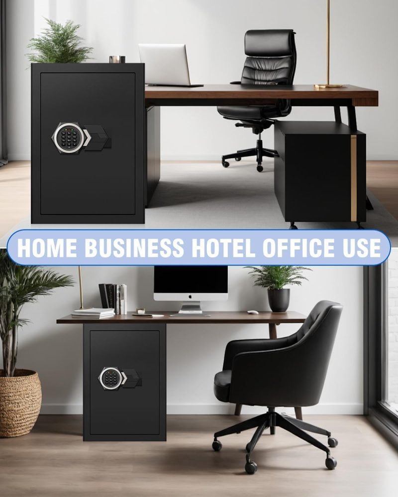 2.6 Cub Home Safe Box Fireproof Waterproof, Safety Box with Digital Keypad Sensor Light Keys for Hotel Office Money Documents - Image 7