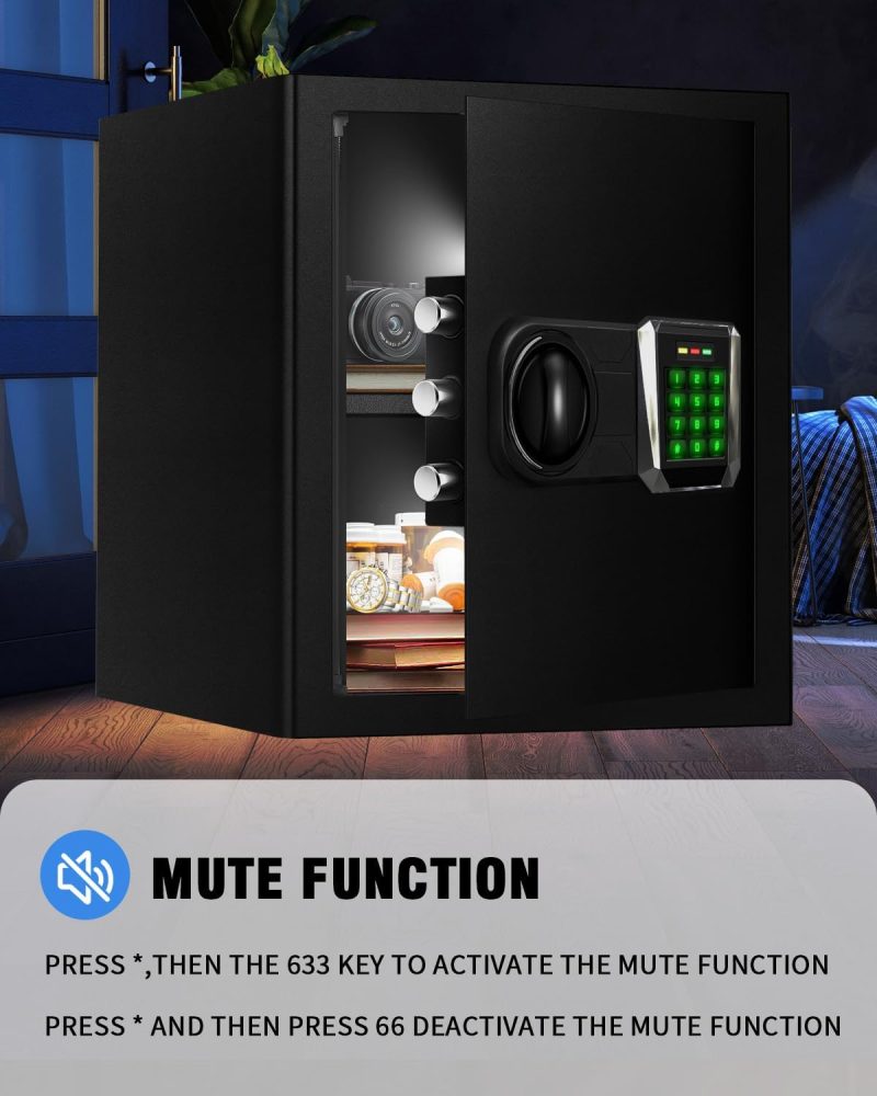 Home Safes Water and Freproof, 2.5 Cu Ft Digital Security Box Personal Lock Box with LED Sensor Light & Emergency Type-C External Charge for Money Jewelry Documents - Image 5