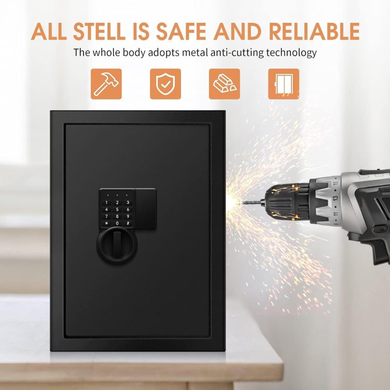 2.8 Cu Ft Safe Box For Home Documents -Steel Electronic Digital Safety Box for Office Money Jewelry Valuables, Personal Security Lock Box with Sensor Light, Removable Shelf, Mute Function - Image 3