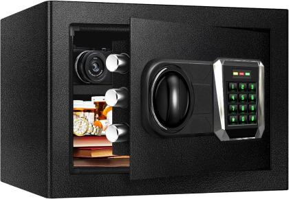 Fireproof Waterproof Safe Box for Home Use,1.3 Cu Ft Small Personal Security Lock Box with LED Sensor Light & Emergency Type-C External Charge for Money Jewelry Documents