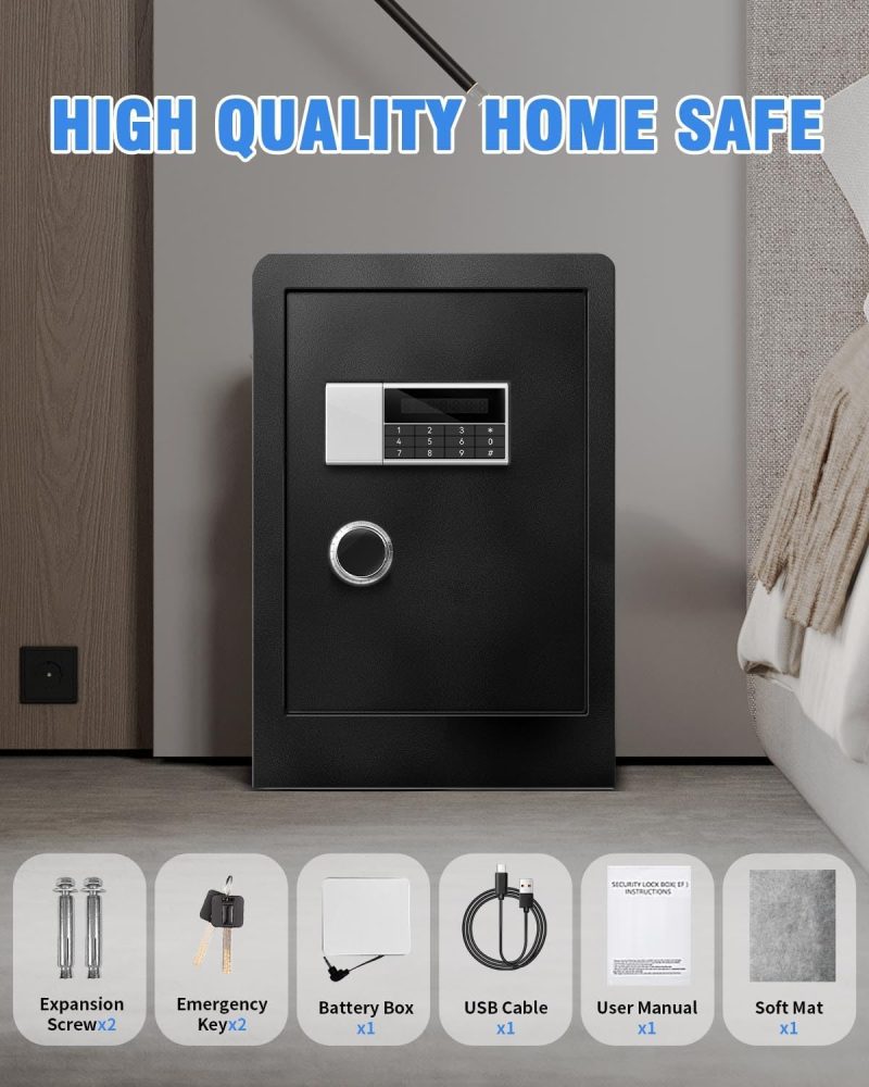 7.0 Cu Ft Large Fireproof Waterproof Safe Box for Home Office Documents-Heavy Duty Steel LCD Display Digital Security Safe Box with LED Light, Removable Shelf for Money Jewelry Valuables - Image 7