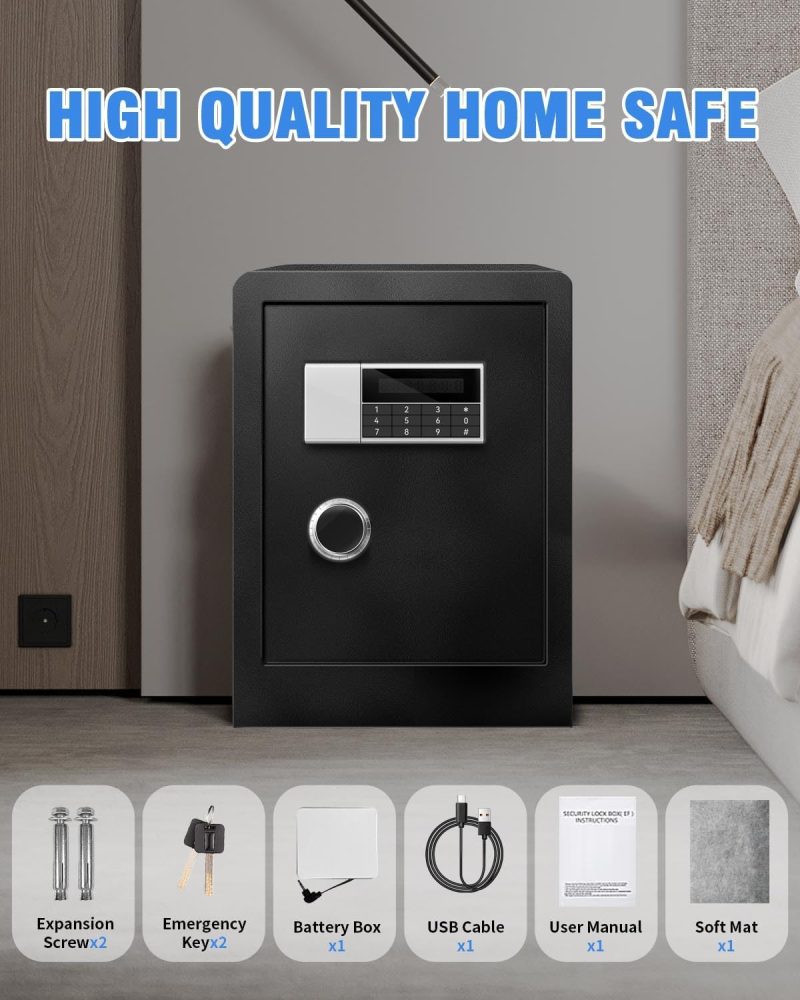 Large Fireproof Waterproof Safe Box for Home Office Documents- 4.0 Cu Ft Heavy Duty Steel LCD Display Digital Security Safe Box with LED Light, Removable Shelf for Money Jewelry Valuables - Image 7