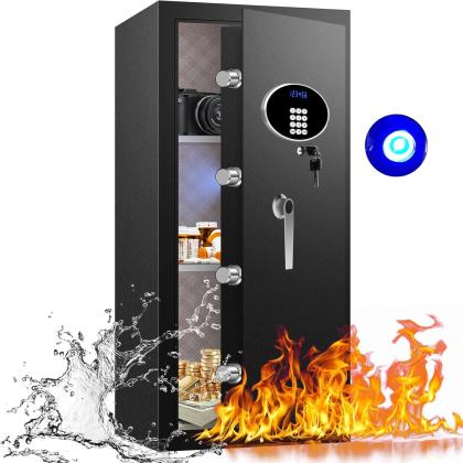 8.7 Cu Ft Heavy Duty Home Safe Box Fireproof Waterproof, Anti-Theft Digital Security Box with LCD Display, LED Lighting, Removable Shelf for Office Hotel Documents Money Firearm