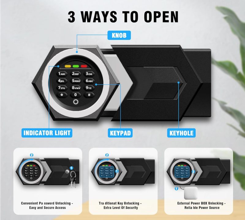 Safe Box Home Safe Small Safe 1.2 Cu Ft Document Safe with Digital Keypad Sensor Light Keys for Hotel Office Money Documents - Image 4