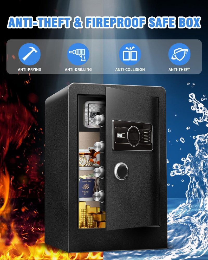 [True to Size] 7.2 Cub Extra Large Heavy Duty Home Safe Fireproof Waterproof, Home Security Safe Box with Anti-theft Smart Alert Fire Proof Safe for Document Business Office - Image 2
