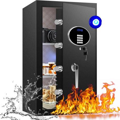 5.0 Cu ft Extra Large Home Safe Box Fireproof Waterproof, Heavy Duty Fire Proof Safes for Home Use with LCD Display, LED Lighting, Removable Shelf, Secure Office Hotel Documents Money Firearm