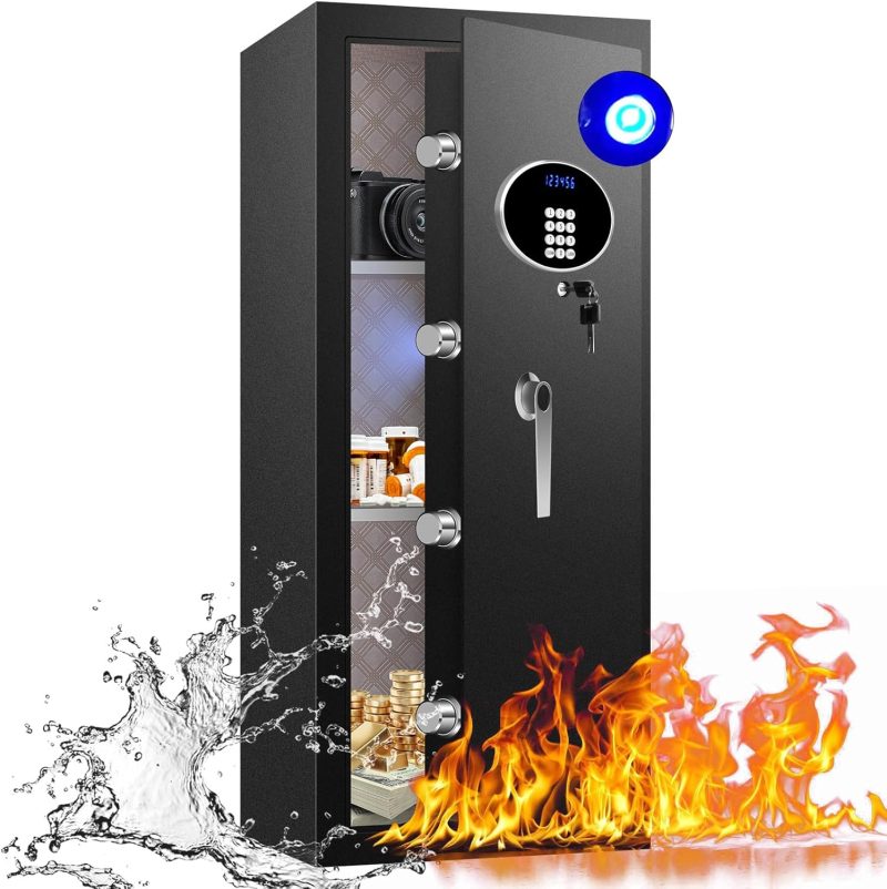 9.1 Cu ft Extra Large Heavy Duty Home Safe Box Fireproof Waterproof, Anti-Theft Digital Security Box with LCD Display, Removable Shelf, Fire Proof Safe Boxes for Home Office Hotel Valuables