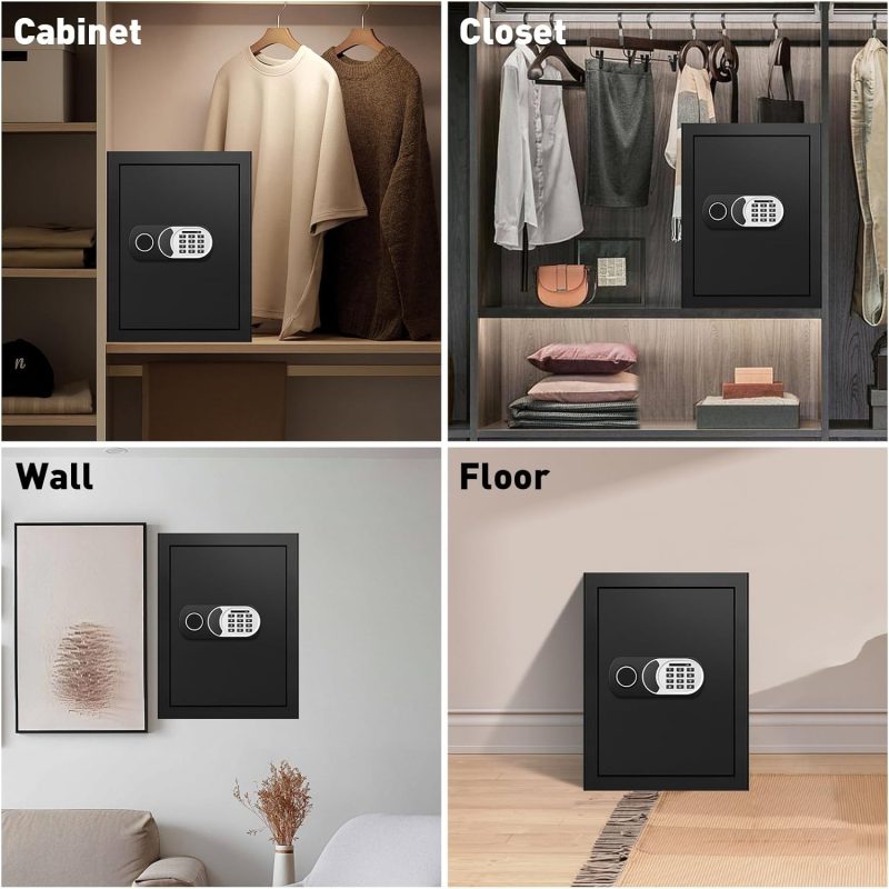 2.4 Cu Ft Home Safe Box Fireproof Waterproof Digital Security Box Steel Construction with Electronic Keypad, Removable Shelf, Hidden Key Lock, LED Light for Document Money Jewelry Valuables - Image 9