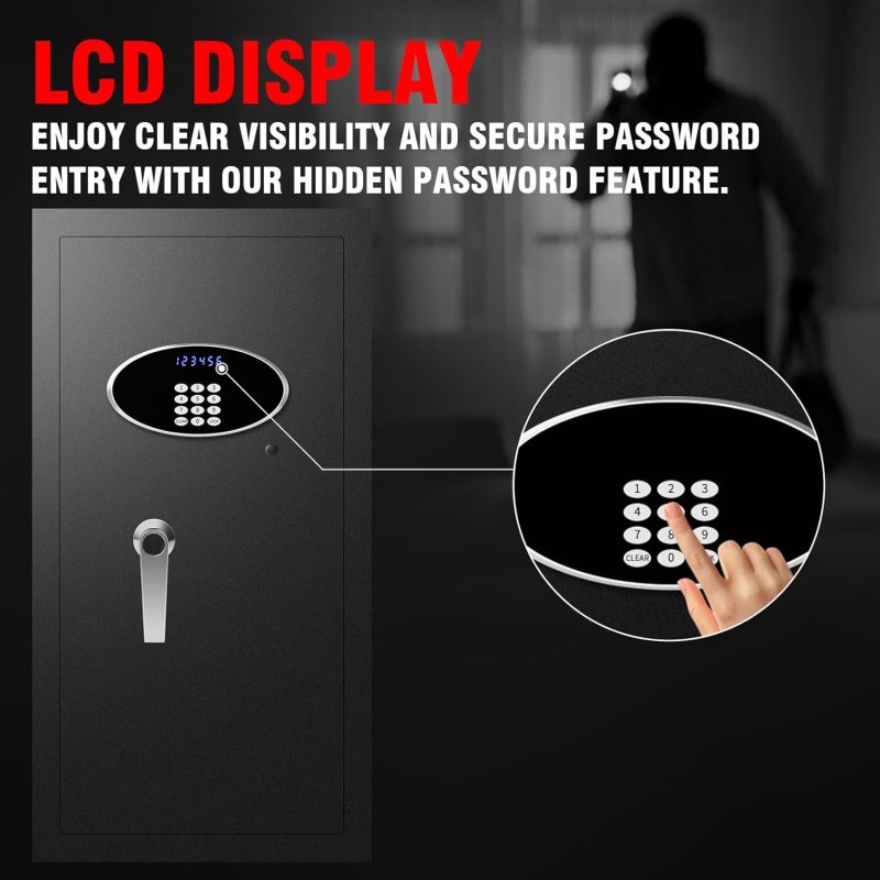 9.1 Cu ft Extra Large Heavy Duty Home Safe Box Fireproof Waterproof, Anti-Theft Digital Security Box with LCD Display, Removable Shelf, Fire Proof Safe Boxes for Home Office Hotel Valuables - Image 5