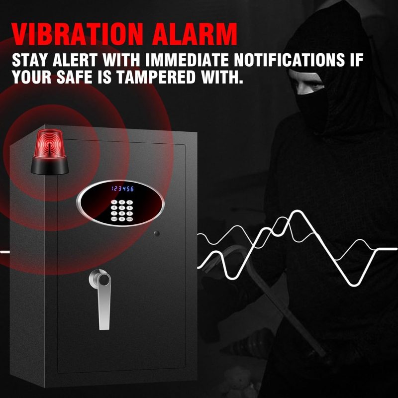 Heavy Duty Home Safe Box Fireproof Waterproof, Anti-Theft Digital Security Box with LCD Display, LED Lighting, Removable Shelf for Office Hotel Documents Money Firearm - Image 7