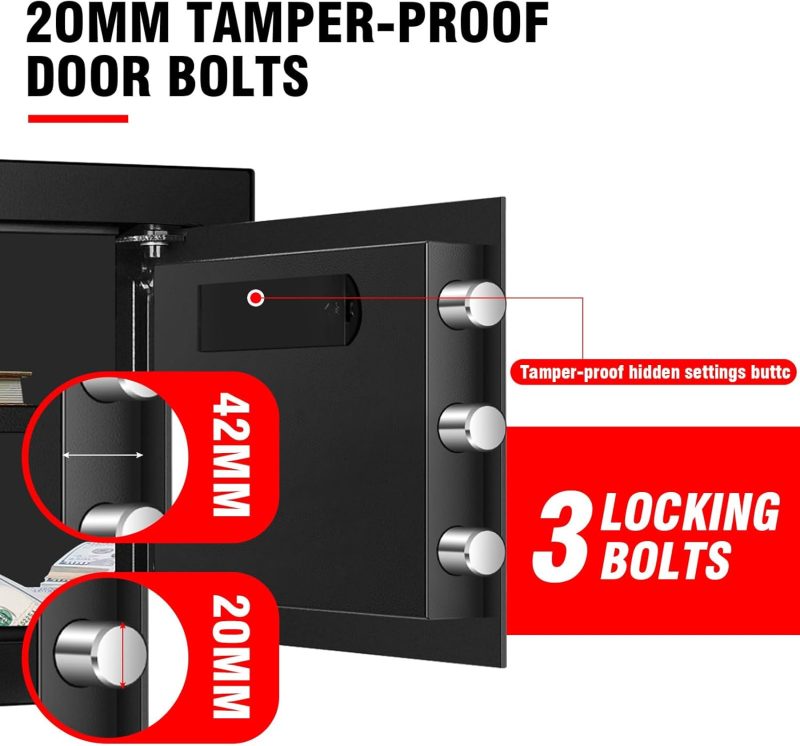 1.3 Cub Fireproof Safe Box for Home Use, Home Safe Fireproof Waterproof with Digital Combination Lock, Personal Fire Safe Box for Money Handgun Jewelry Document - Image 6