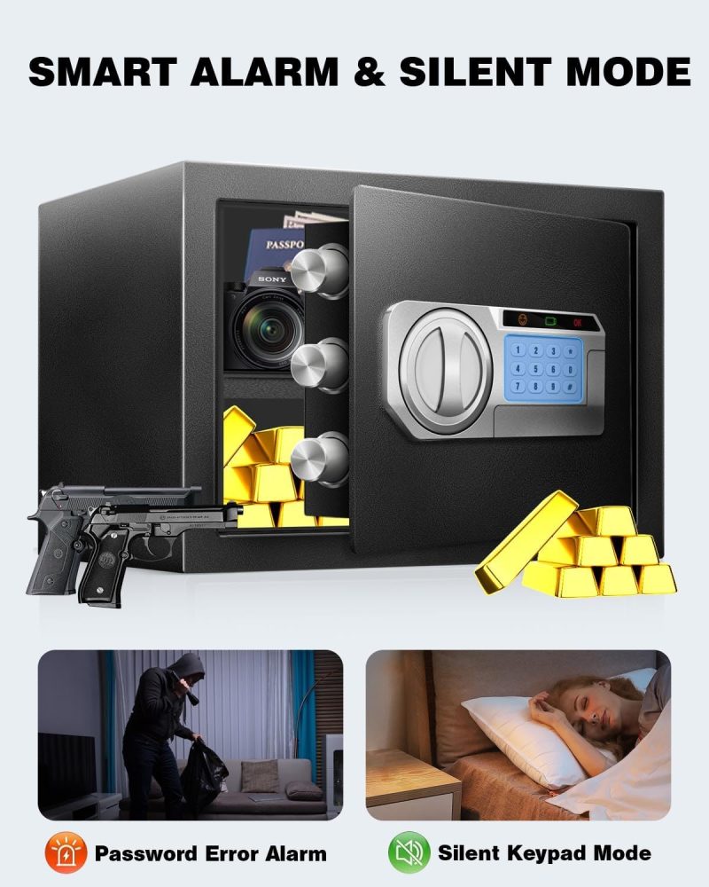 1.2 Cu Ft Safe Box for Home Documents -Steel Electronic Digital Safety Box Personal Security Lock Box with LED Sensor Light External Power Compartment for Office Money Jewelry Valuables - Image 6