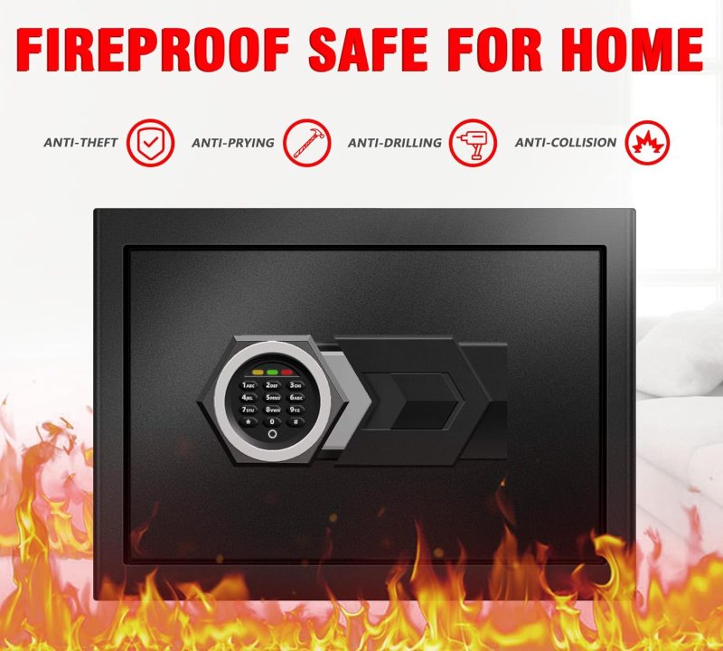 Safe Box Home Safe Small Safe 1.2 Cu Ft Document Safe with Digital Keypad Sensor Light Keys for Hotel Office Money Documents - Image 2