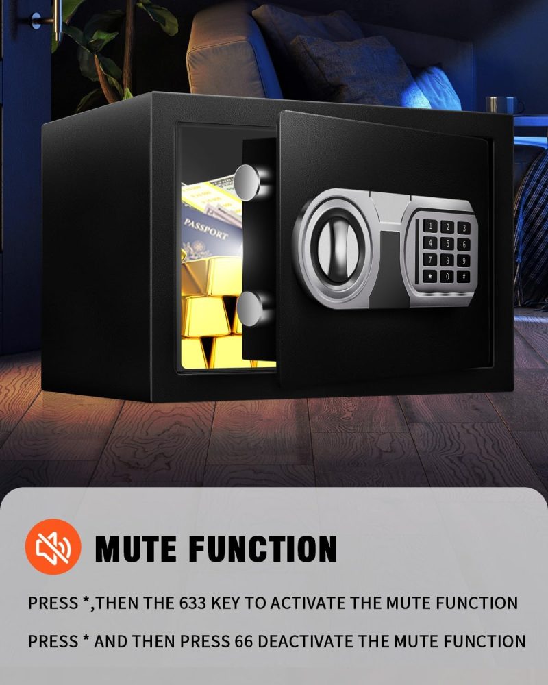 1.0 Cu Ft Small Fireproof Waterproof Safe Box for Home Use, Personal Safe and Lock Box with LED Sensor Light & Emergency Power Outlet for Money Jewelry Documents - Image 4