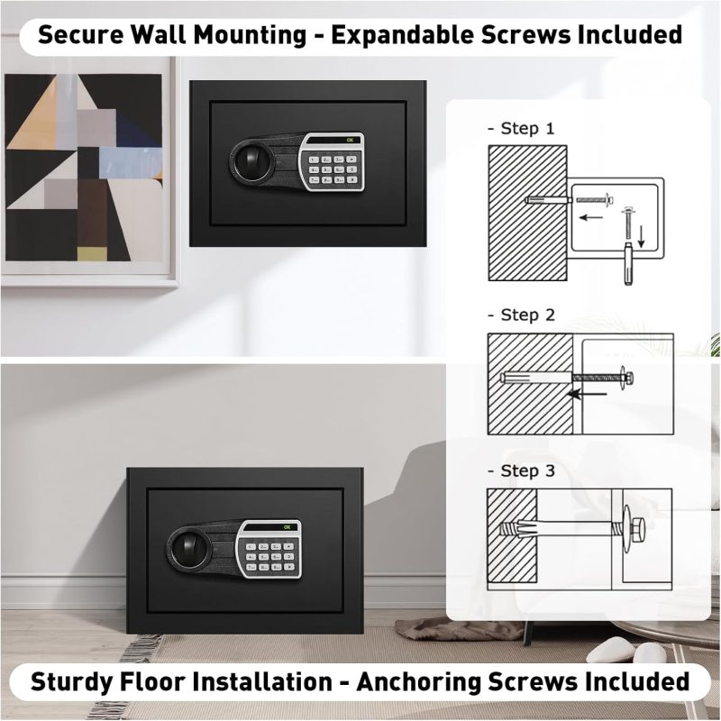 1.3 Cub Fireproof Safe Box for Home Use, Home Safe Fireproof Waterproof with Digital Combination Lock, Personal Fire Safe Box for Money Handgun Jewelry Document - Image 8