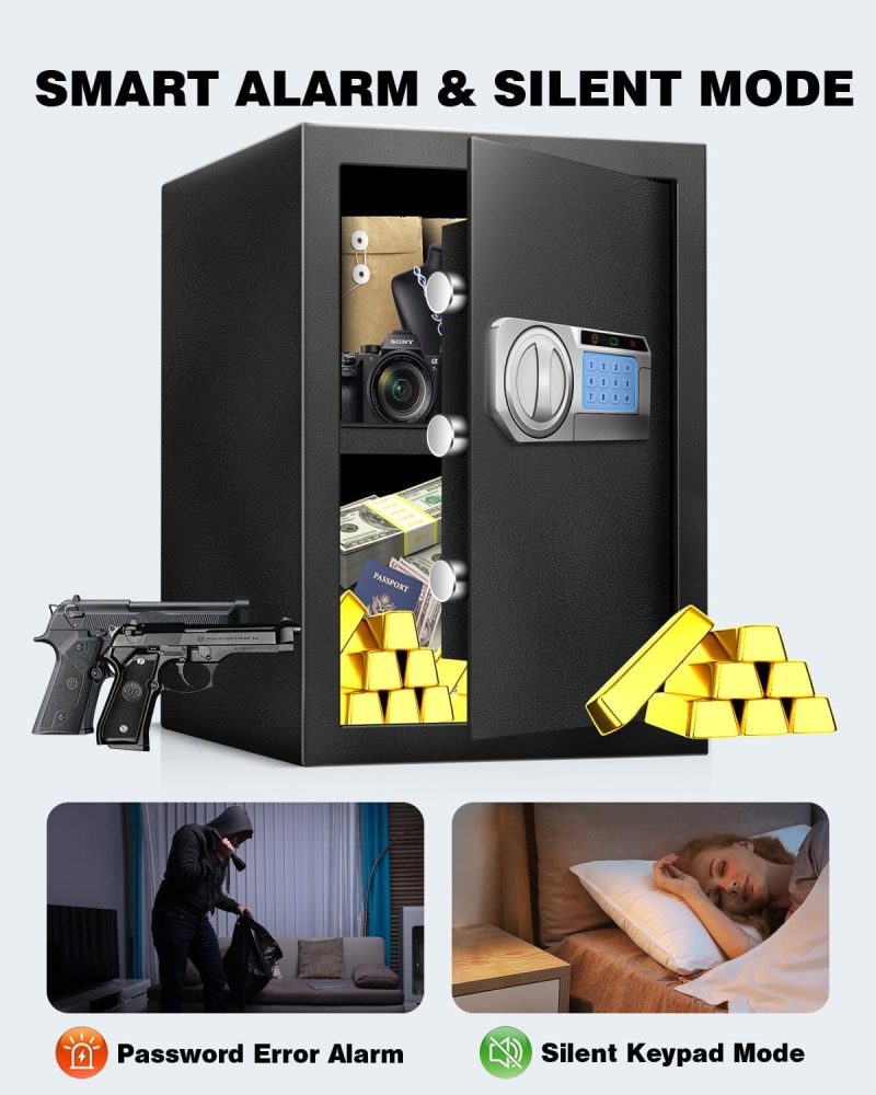 2.5 Cu Ft Safe Box for Home Documents -Steel Electronic Digital Safety Box Personal Security Lock Box with LED Sensor Light External Power Compartment for Office Money Jewelry Valuables - Image 9