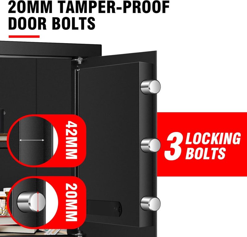 2.4 Cub Fireproof Safe Box for Home Documents Use, Home Safes Fireproof Waterproof with Digital Combination Lock, Fire Proof Safe with Removable Shelf, Sensor Light - Image 4