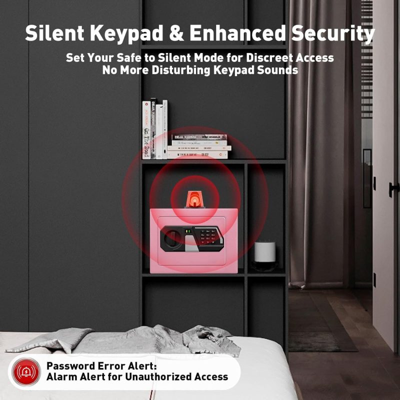 TOTOY Small Money Safe and Lock Box with Electronic Keypad, Mini Safe for Home Documents, Jewelry and Valuables, 0.3Cu Ft, Wall or Cabinet Safe for Personal Items, Pink - Image 4