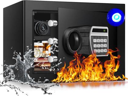 1.3 Cub Fireproof Safe Box for Home Use, Home Safe Fireproof Waterproof with Digital Combination Lock, Personal Fire Safe Box for Money Handgun Jewelry Document