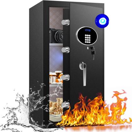 7.1 Cu ft Extra Large Heavy Duty Home Safe Box Fireproof Waterproof, Anti-Theft Digital Security Box with LCD Display, LED Lighting, Removable Shelf for Office Hotel Documents Money Firearm